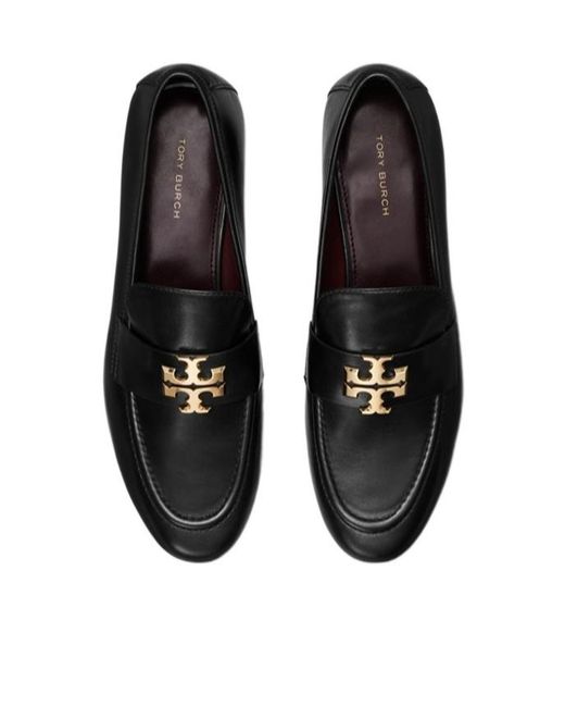 Tory Burch Black Eleanor Logo Plaque Loafers