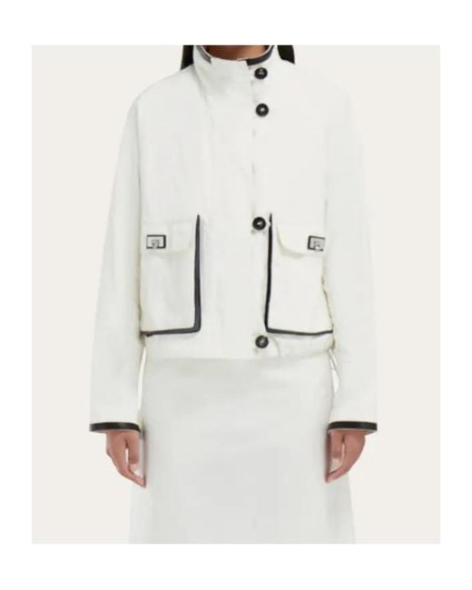 Ferragamo White Button-Fastening Jacket