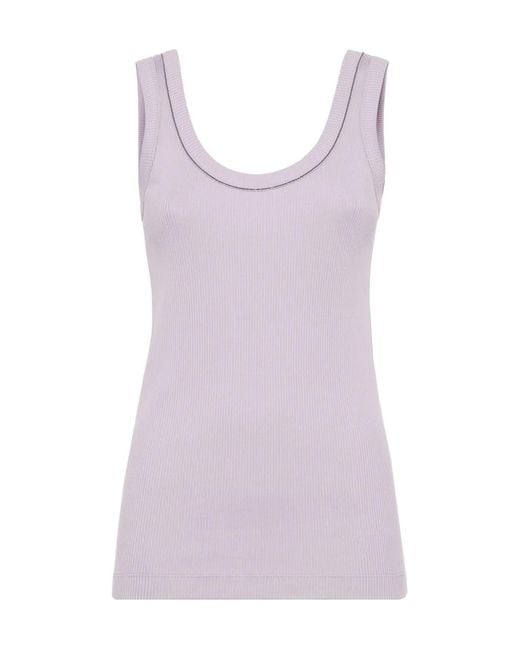 Brunello Cucinelli Purple Ribbed Tank Top