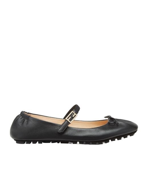 Fendi Black Baguette Ballet Flats