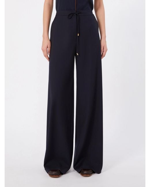Max Mara Blue Drawstring Wide-Leg Trousers