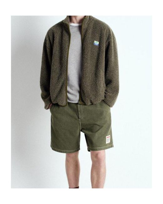 American Vintage Green Logo Patch Fleece Sweater for men