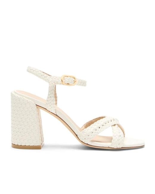 Stuart Weitzman White Alyssa Woven Block 85