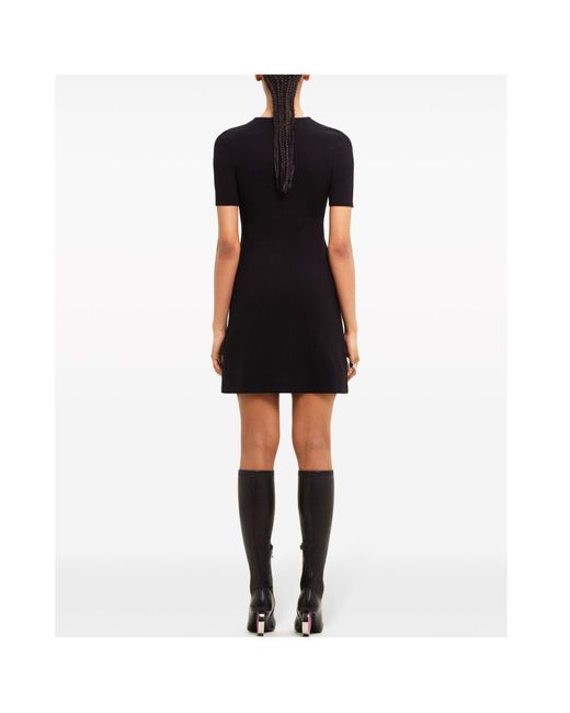 Courreges Black Hollowed-Out Knitted Mini Dress