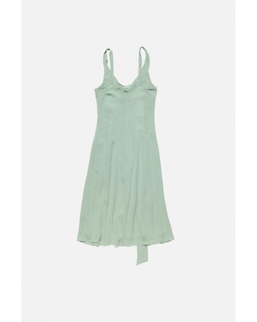 Acne Green Bow-Detail Silk Midi Dress