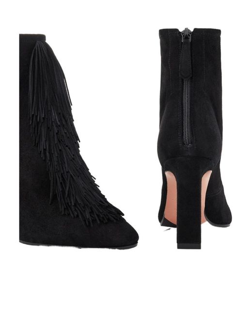 Aquazzura Black Gytane 85 Fringe Boots