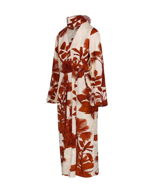 Johanna Ortiz White Tropical Print Wrap Dress