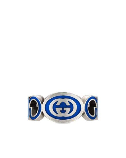 Gucci Blue Interlocking G Pull-On Style Ring for men