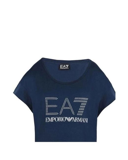 EA7 Blue Round-Necked T-Shirt