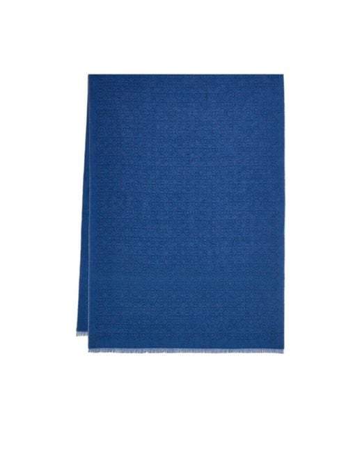 Ferragamo Blue Ferragamo Allover Monogram Fringed Scarf for men