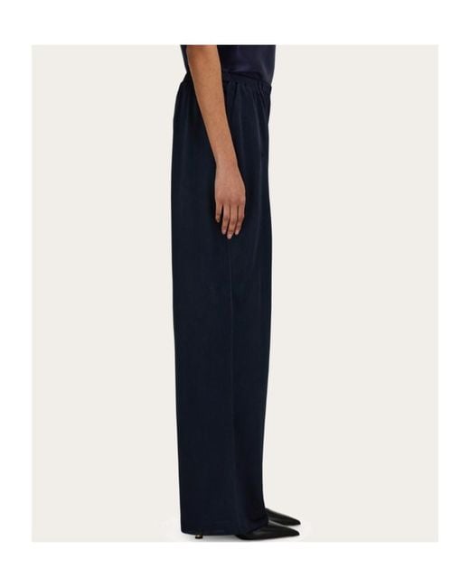 Ferragamo Blue Ferragamo Wide-Leg Jogger Trouser