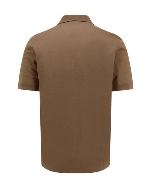Ferragamo Brown Polo Shirt With Lapel Short Sleeve for men
