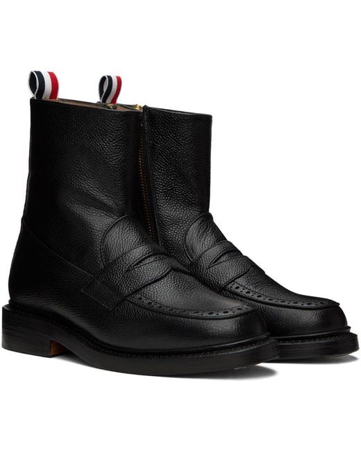 Thom Browne Black Ankle Leather Boots