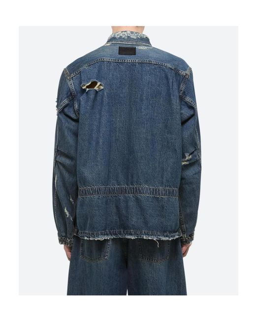 Helmut Lang Blue Distressed Denim Jacket for men