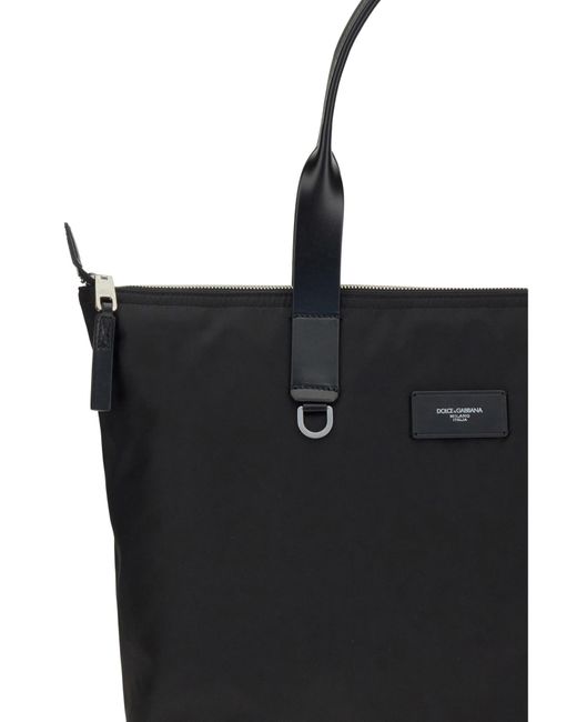 Dolce & Gabbana Black Logo-Plaque Tote Bag for men