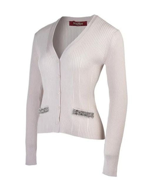 Max Mara Multicolor V-Neck Long-Sleeved Sweater