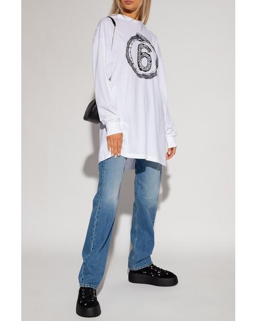 MM6 by Maison Margiela White Logo-Print Hooded Dress