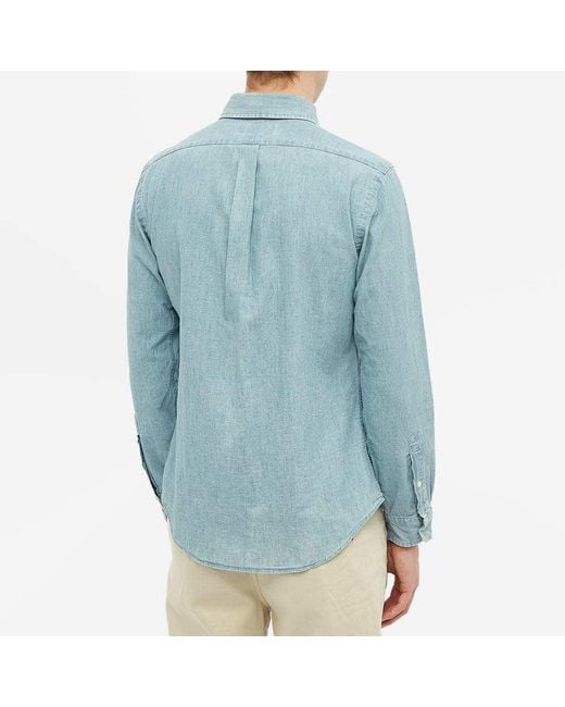 Polo Ralph Lauren Blue Pony Embroidered Curved Hem Shirt for men