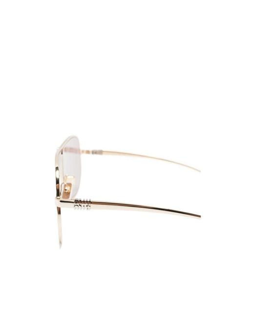 Miu Miu White Eyewear Pilot Frame Full Rim Sunglasses