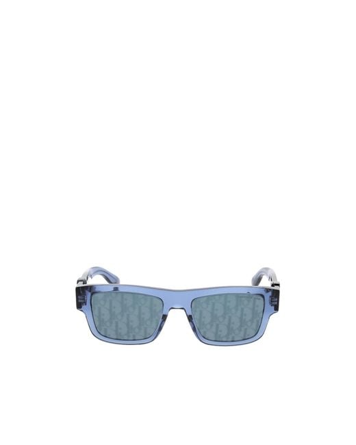Dior Blue Eyewear Rectangular Frame Sunglasses