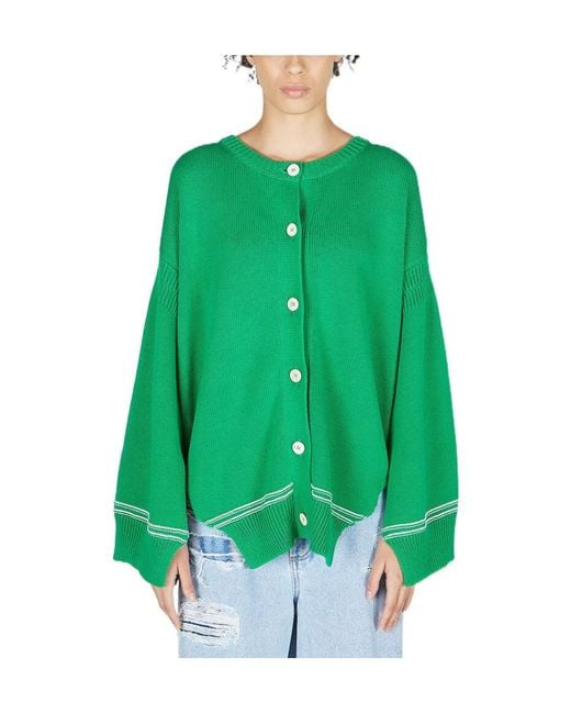 Marni Green Buttoned Oversized-Fit Cardigan