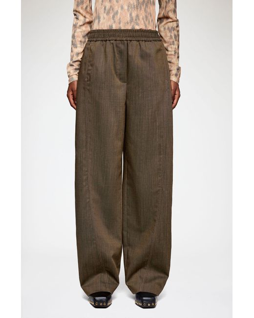 Ganni Green Wide-Leg Cargo Pants