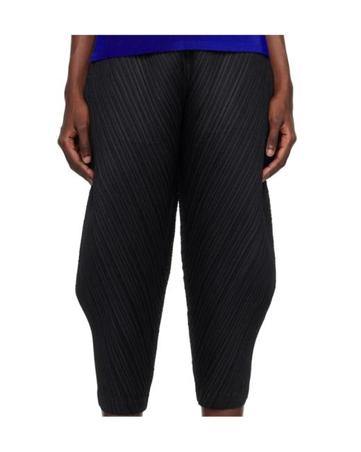 Pleats Please Issey Miyake Blue Plissé Cropped Trousers