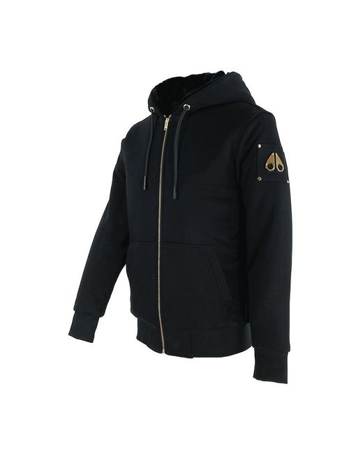 Moose Knuckles Black Zip-Up Drawstring Hoodie for men