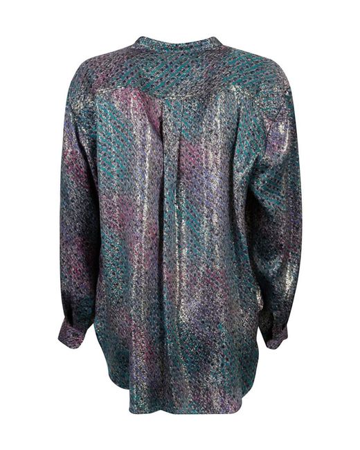 Isabel Marant Gray Long-Sleeved Stand-Neck Shirt