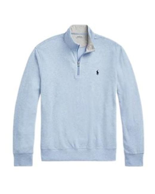 Polo Ralph Lauren Blue Polo Pony Half-Zip Jumper for men