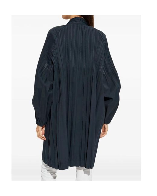 Pleats Please Issey Miyake Blue Pleats Please Issey Miyake Pleated Coat