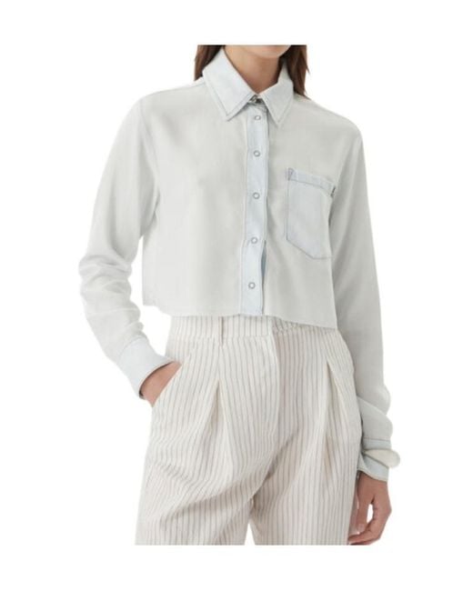 Patrizia Pepe White Buttoned Cropped Shirt