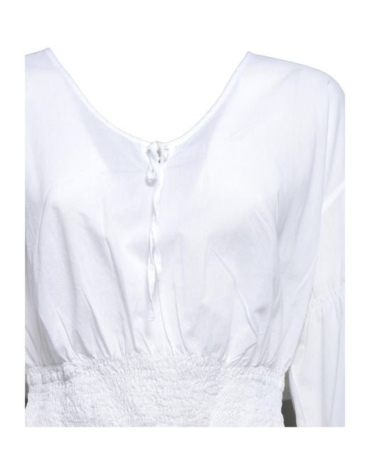 Aspesi White Long-Sleeved Ruffled Blouse