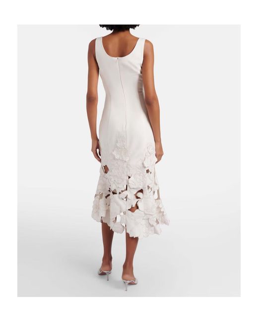 Leo White Floral-Appliqué Midi Dress