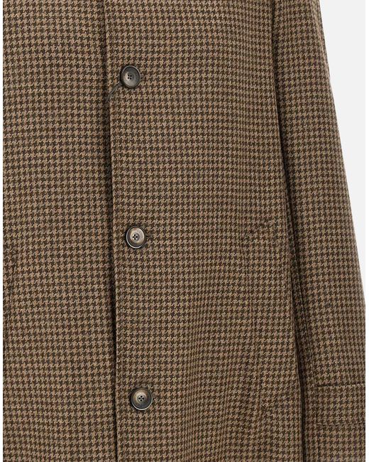Herno Brown Houndstooth Button Coat for men