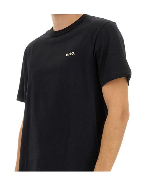 A.P.C. Blue Flocked Logo Crewneck T-Shirt for men