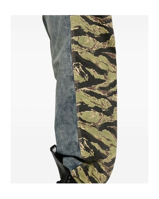 DIESEL Gray Tiger-Stripe Panel Jeans for men