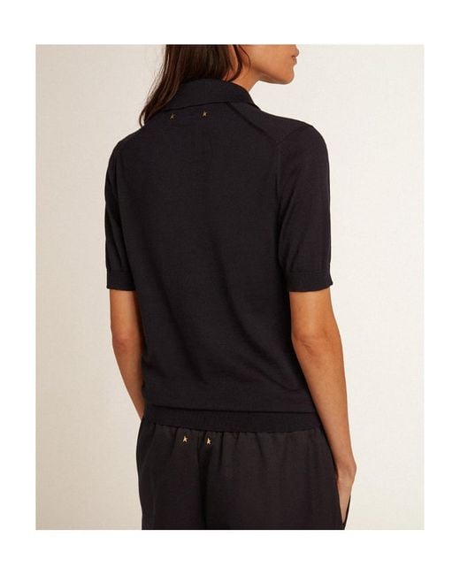 Golden Goose Deluxe Brand Black Polo Knit Short Sleeves
