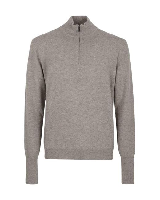 Ballantyne Gray Half-Zip Knitted Jumper for men