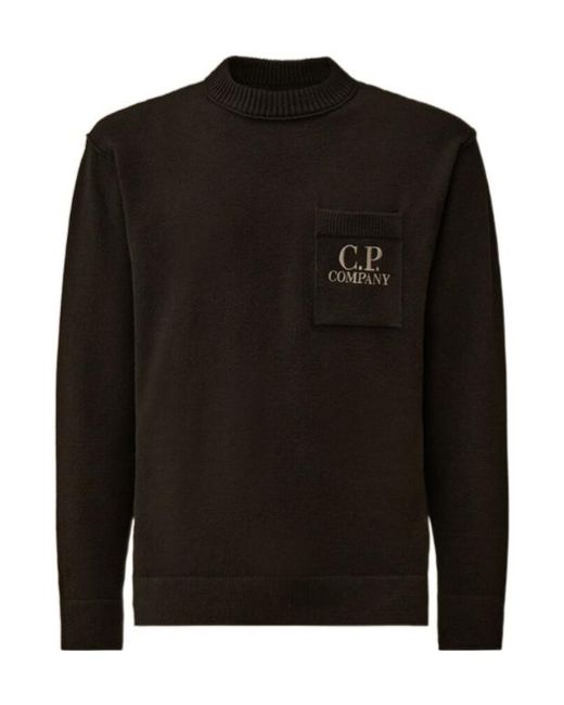 C P Company Black Logo-Patch Pocket Sweater for men