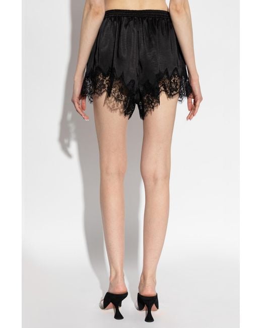 Self-Portrait Black Lace-Trim Shorts