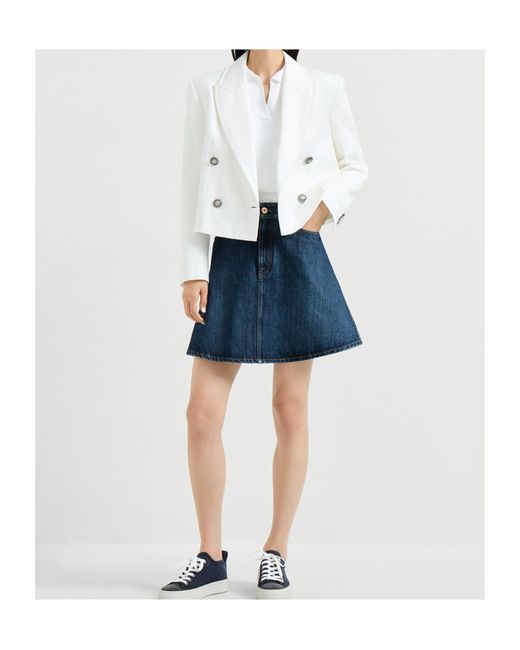 Brunello Cucinelli White Long-Sleeves Blazer