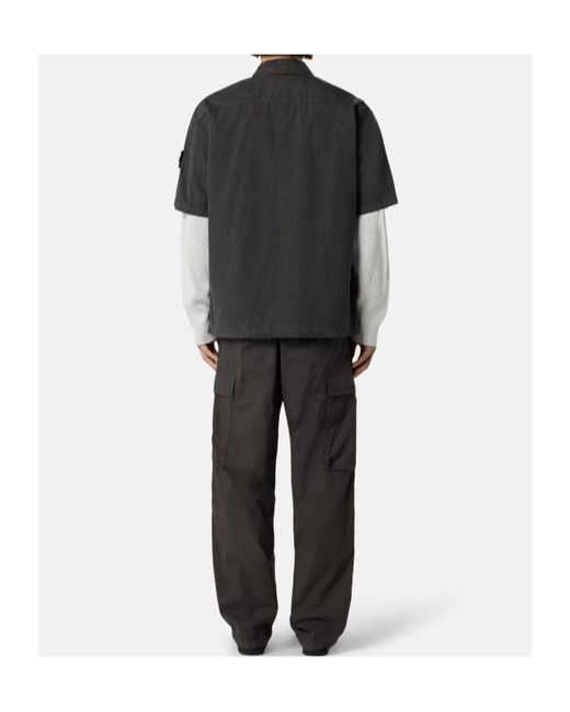 Stone Island Black Compass-Badge Short-Sleeved Shirt for men