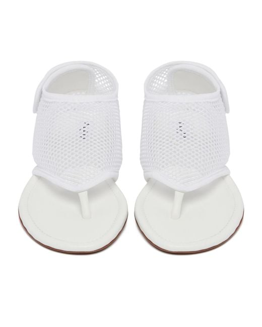 Alaïa White Alaïa Fishnet Thong Sandals