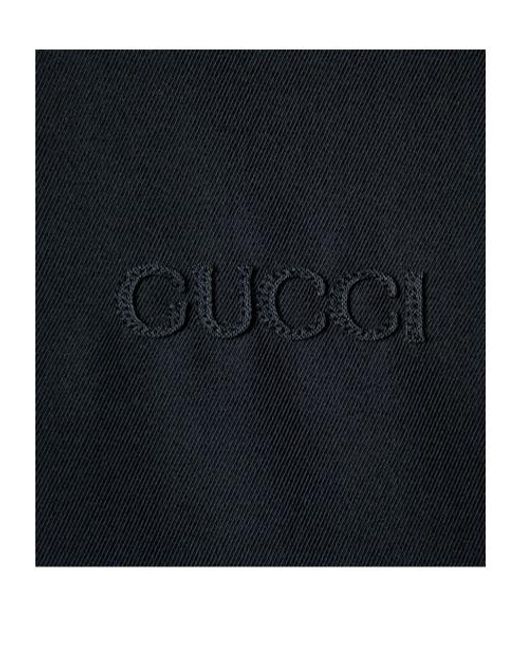 Gucci Blue Embroidered Twill Jacket for men