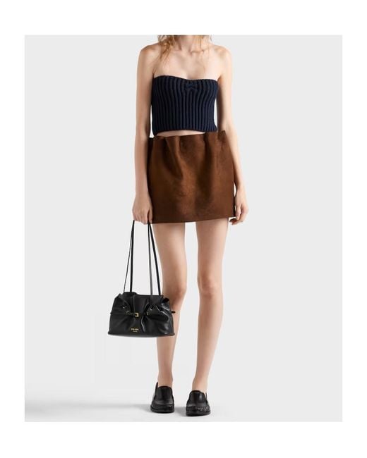Prada Blue Ribbed Bandeau Top