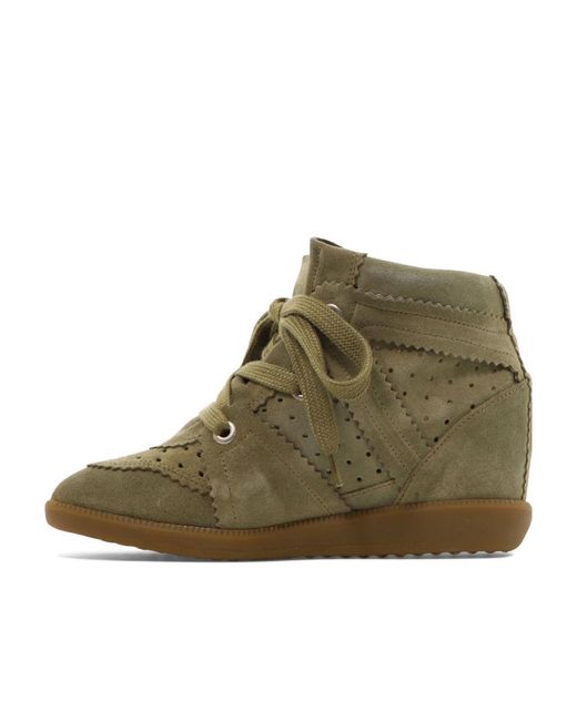 Isabel Marant Green Suede Bobby Wedge Sneakers