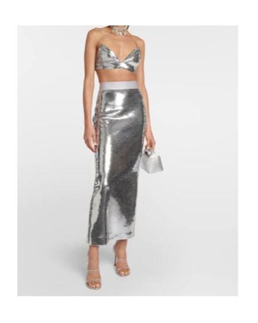 Alex Perry Gray Denton Sequin-Embellished Maxi Skirt