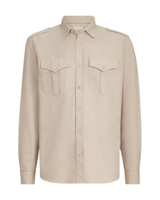 Brunello Cucinelli Natural Garment-Dyed Shirt for men