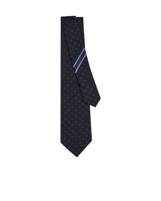 Ferragamo Blue Ferragamo Gancini Jacquard Tie for men